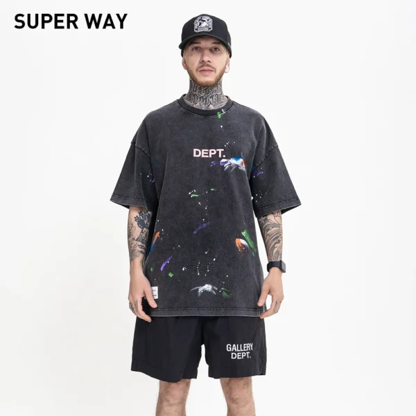 Superway Original Design Vintage Embroidery Men's T-Shirts Casual Short Sleeves Cotton Tees Hip Hop Loose High Street Style Tops