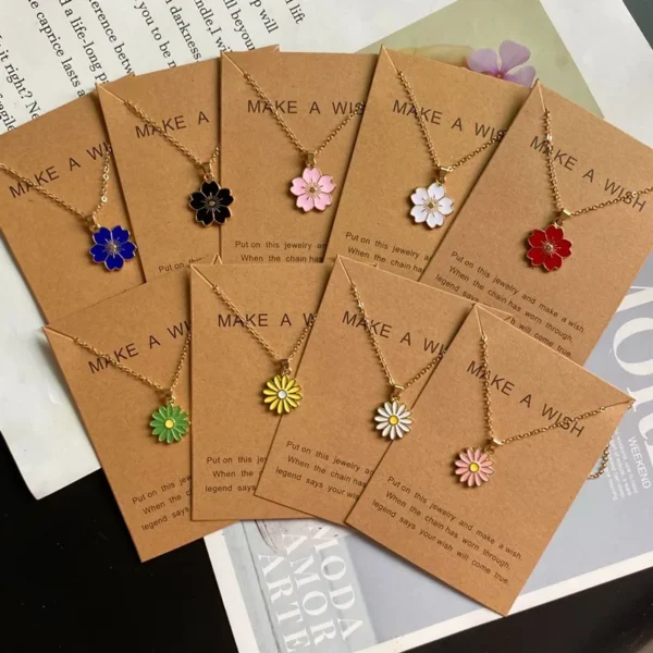 Korean Fashion Flower Pendant Necklace for Girl Women White Yellow Color Trendy Choker Necklace Gift for Summer Wholesale