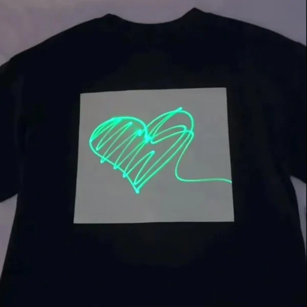 Interactive Glow in The Dark TShirt Luminous Drawing Board Shirt Neutral Fun Fluorescent Green Printing Cotton Short Sleeve Tees
