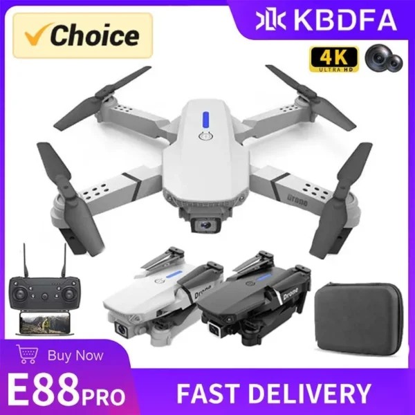 K750FA Drone E88 Pro 4K HD Camera - FPV, WiFi, Foldable Quadcopter - 2023 Toy Gift