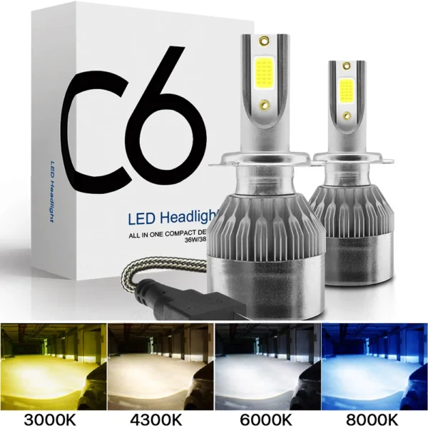 LED Headlight Bulbs: H4 H7 H11 H1 H3 COB C6 - 3K 6K 8K - Upgrade Your Car