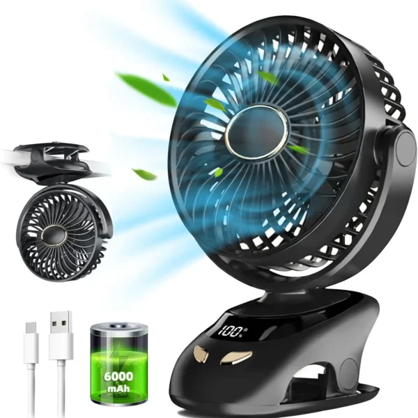 Small Desk Clip On Fan, Portable Personal USB Clip Fan For Home Office Travel Bed Stroller Camping Outdoor Golf Cart Fan