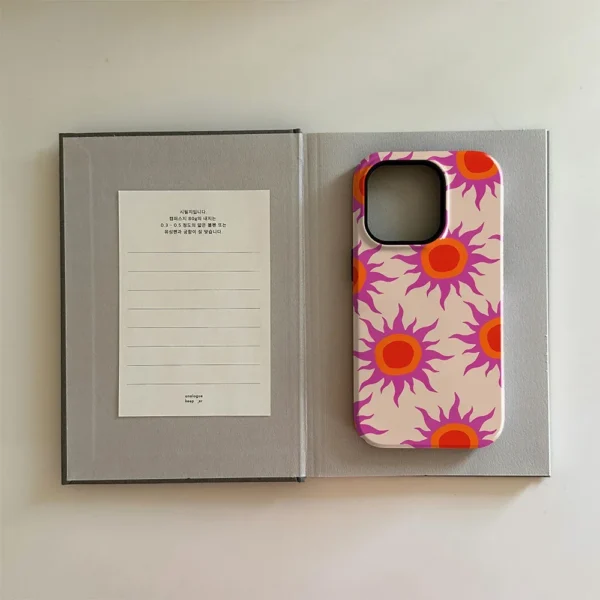 Funda Sun Pattern Phone Case for iPhone 16 15 14 13 12 11 X XS XR XSMAX 7 8 Pro Max Plus Double-layer Back Cover