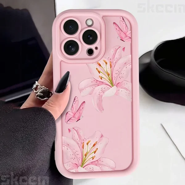 Pink Hibiscus iPhone Case - Floral Silicone Cover for iPhone 16 15 14 13 12 11 Pro Max, SE, & More