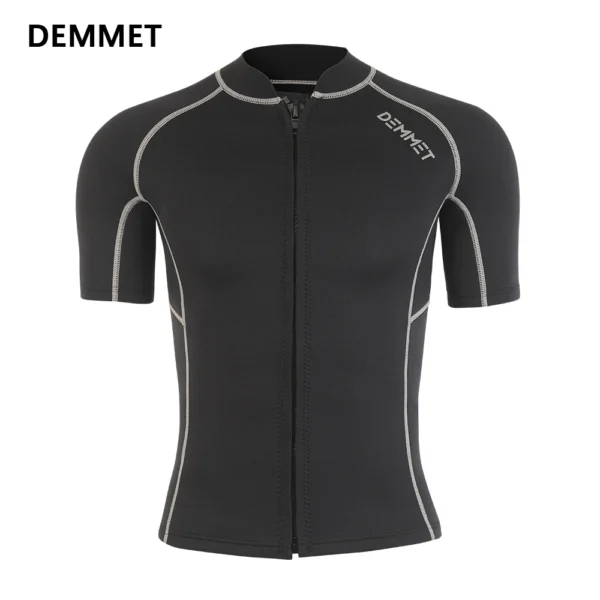 DEMMET 3MM Short Wetsuit Men Neoprene Diving Suit Split Sleeve Women Wet Suit Front Zip Spearfishing Swim Surfing Swimwear