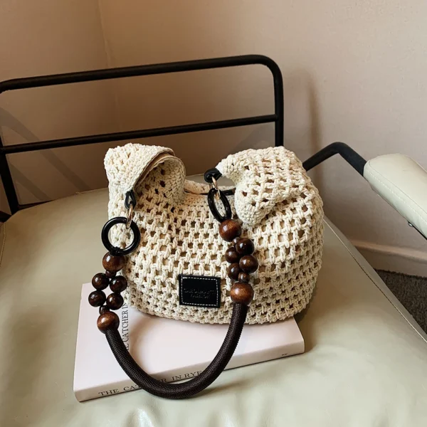 Beach Summer Bag for Women Adjustable Strap Woven Shoulder Bag Large Capacity Knit Bag Hobo Bag for Travel Vacation