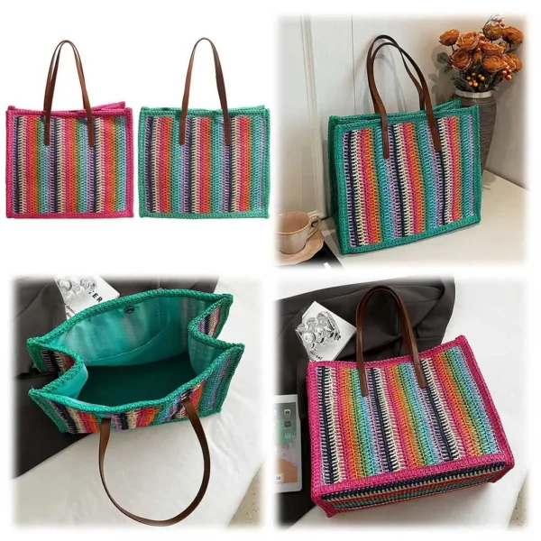 Bunte Strohtasche für Damen – Handgewebt & Perfekt für den Sommer