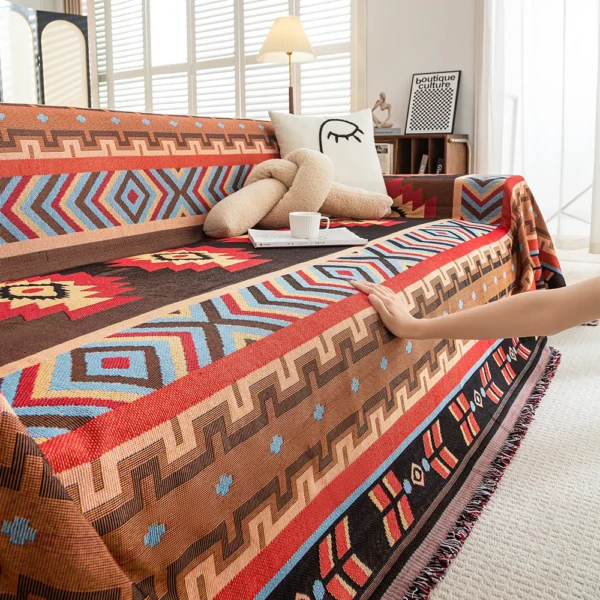 Azteken Decke XXL Boho Überwurf Sofa – Große Decke für Couch