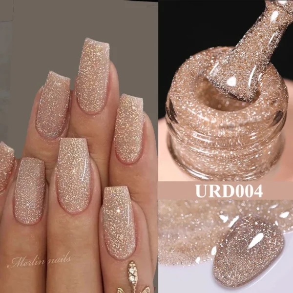 UR SUGAR Champagner Gold Glitzer Gel Nagellack 15ml - Reflektierend & UV-Nagelkunst