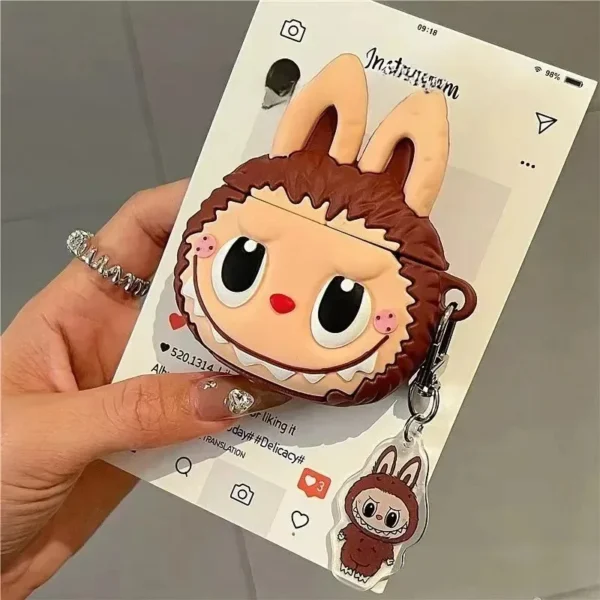 3D The Monster Rabbit Elf Niedliche Cartoon-Kopfhörer-Schutzhülle für Apple AirPods 1, 2, 3, 4 Pro 2, Kopfhörerbox mit Anhänger-Abdeckung