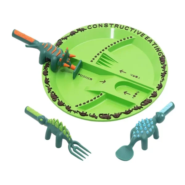 Toddler Construction Plate Set (4-Pieces) - Fun Bulldozer & Forklift Design, Unbreakable Melamine Dinnerware for Boys & Girls