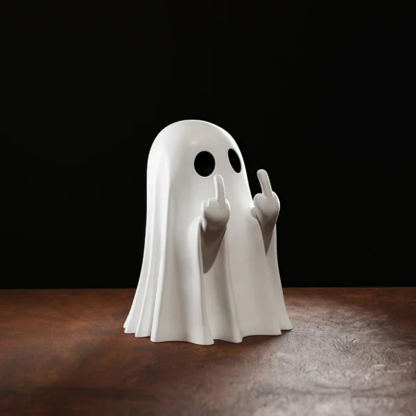 Niedliche Mittelfinger-Geisterstatue, kleine Halloween-Dekoration für Zuhause, Herzstück für Couchtisch, bezaubernde Horrorfigur