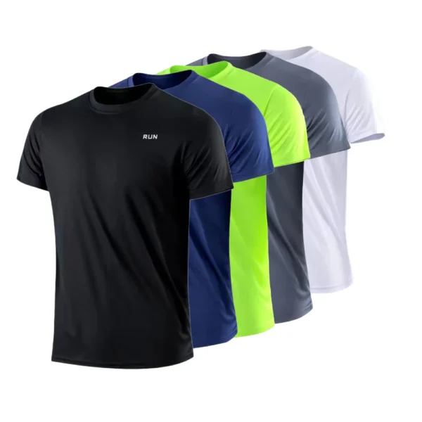 Männer schnell trocknen Kurzarm Fitness studio laufen feuchtigkeit transportierende Rundhals-T-Shirt Training Übung Fitness studio Sport hemd Tops leicht